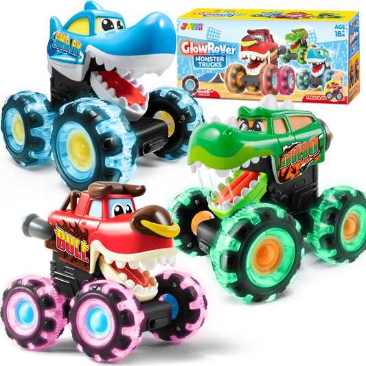 【Black Friday Sale】 Christmas 2024 Gifts 3 Pack Monster Motion Activated Light-Up Cars